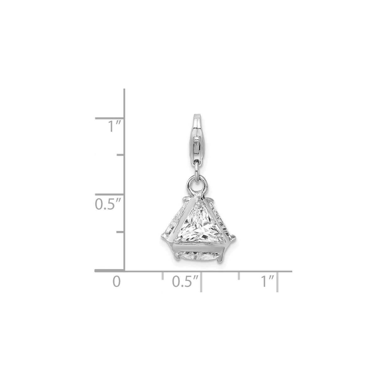Sterling Silver Triangle Pendant with Cubic Zirconia, Geometric Dangle Charm for Women