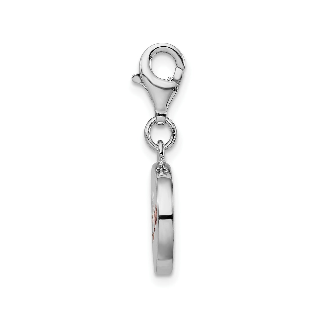 Sterling Silver Love Disc Pendant with Red Enamel Script Design, Romantic Minimalist Jewelry for Women