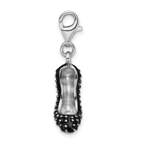 3-D High Heel Clip-On Charm Pendant in Real 925 Sterling Silver