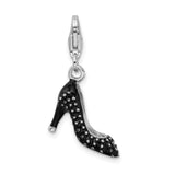 3-D High Heel Clip-On Charm Pendant in Real 925 Sterling Silver