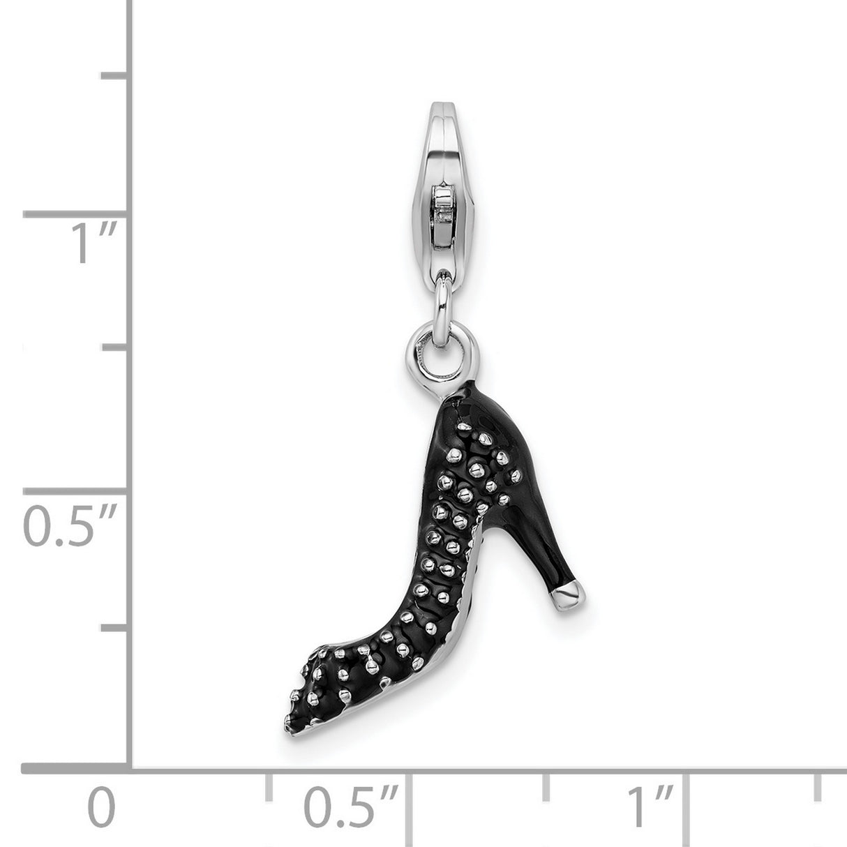 3-D High Heel Clip-On Charm Pendant in Real 925 Sterling Silver