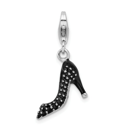 3-D High Heel Clip-On Charm Pendant in Real 925 Sterling Silver