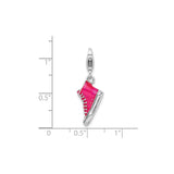 Sterling Silver Charm Pendant, Pink Enamel High Top Sneaker, Sporty Design for Teens or Women
