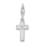 Pink Cross Clip-On Charm Pendant in Real 925 Sterling Silver