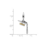 Sterling Silver Graduation Cap Charm Pendant with Gold Accent and Tassel