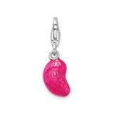 Sterling Silver Jelly Bean Charm Pendant with Pink Enamel, Playful Candy Design for Girls