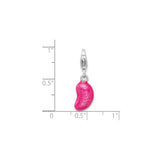 Sterling Silver Jelly Bean Charm Pendant with Pink Enamel, Playful Candy Design for Girls