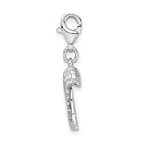 3-D Wings Clip-On Charm Pendant in Real 925 Sterling Silver