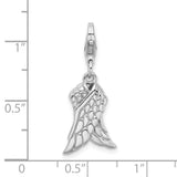 3-D Wings Clip-On Charm Pendant in Real 925 Sterling Silver