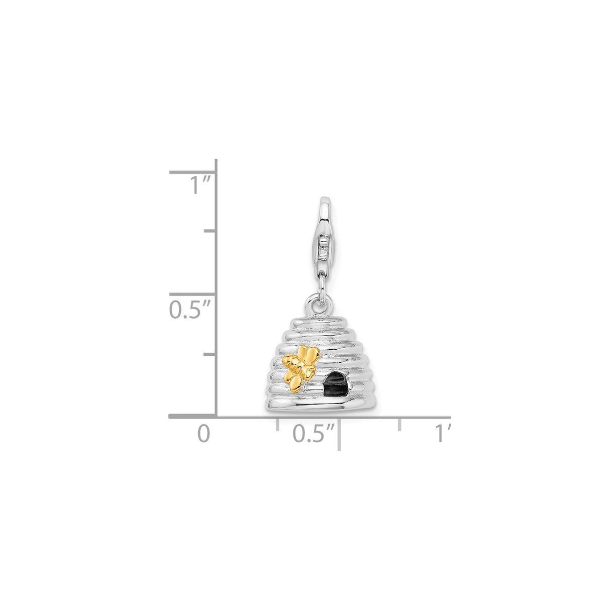 Sterling Silver Beehive Charm Pendant with 3D Gold Bee Detail, Nature-Inspired Jewelry for Women