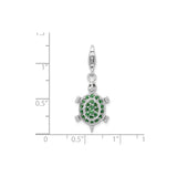 Sterling Silver Turtle Charm Pendant with Cubic Zirconia, Nature Spirit Animal Theme