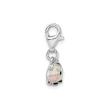 Sterling Silver Cow Charm with Lobster Clasp, Cartoon Style Farm Animal Jewelry