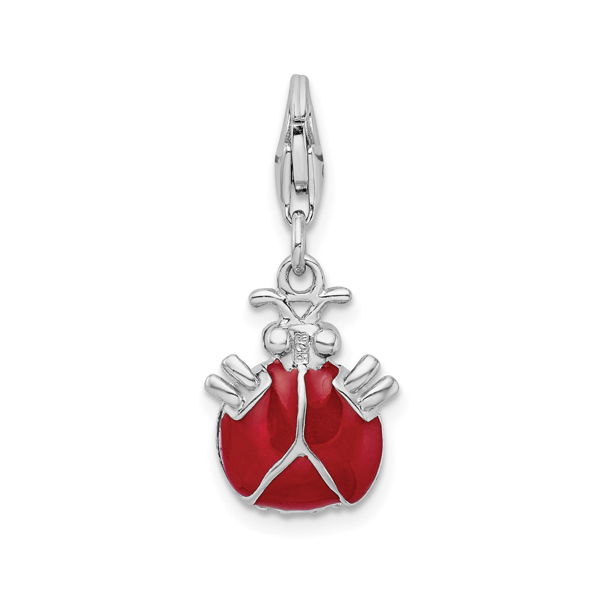 Sterling Silver Ladybug Pendant with Cubic Zirconia and Red Enamel, Nature-Inspired Charm for Women or Girls
