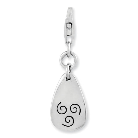 Sterling Silver Triskelion Pendant, Celtic Spiral Teardrop Charm, Unisex Pagan Jewelry