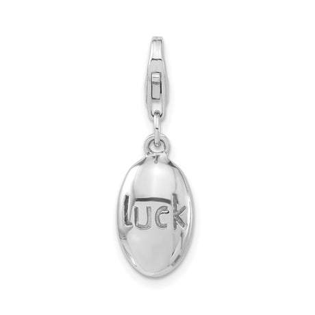 Sterling Silver Oval Pendant Charm with Inspirational Luck Message for Women or Unisex Use