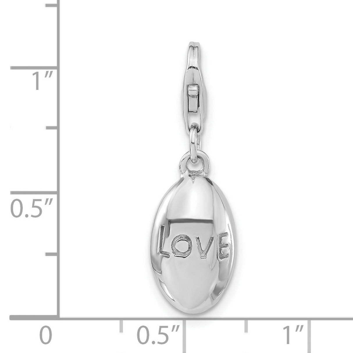 3-D LOVE Clip-On Charm Pendant in Real 925 Sterling Silver