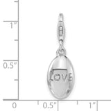 3-D LOVE Clip-On Charm Pendant in Real 925 Sterling Silver