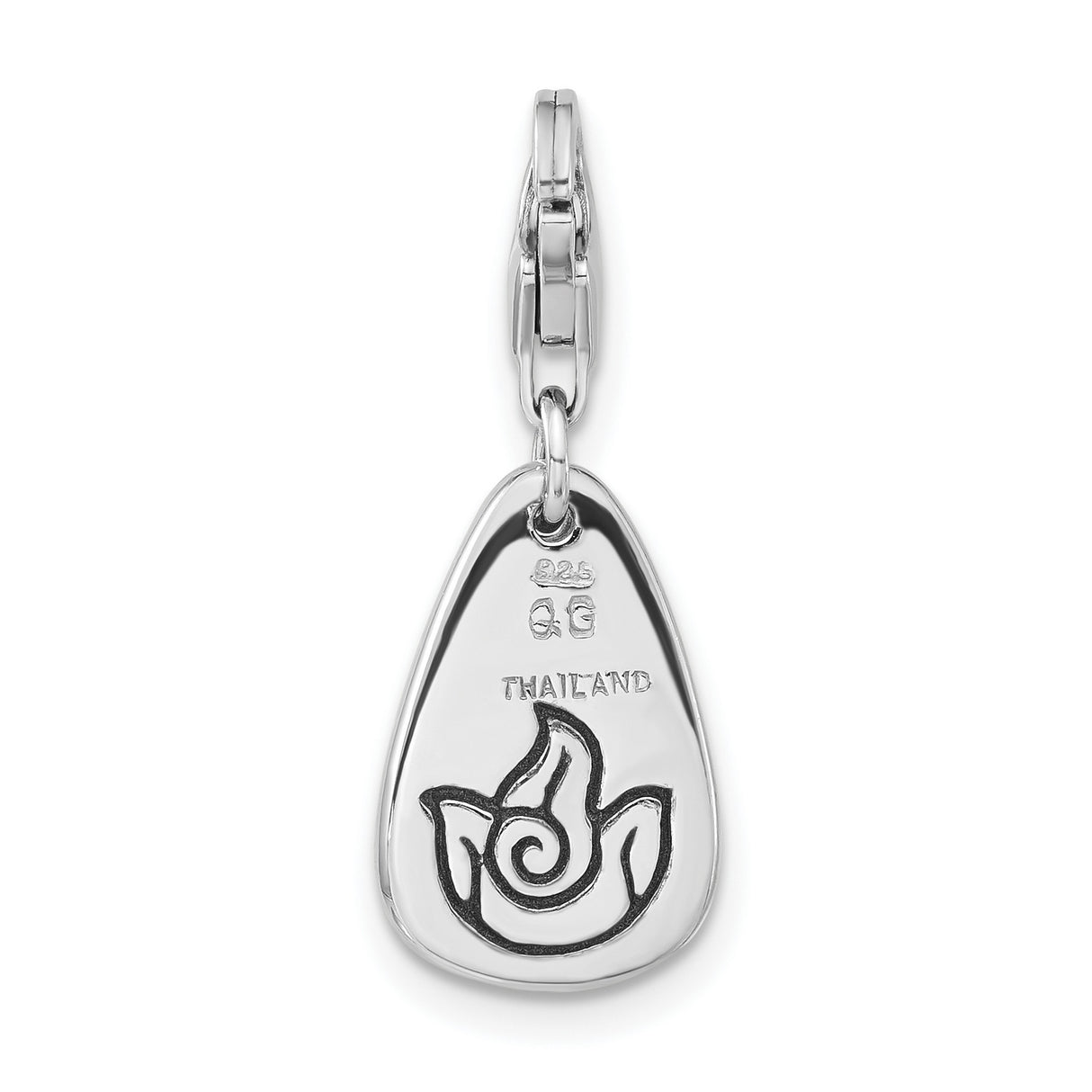 Fire Symbol Earth Clip-On Charm Pendant in Real 925 Sterling Silver