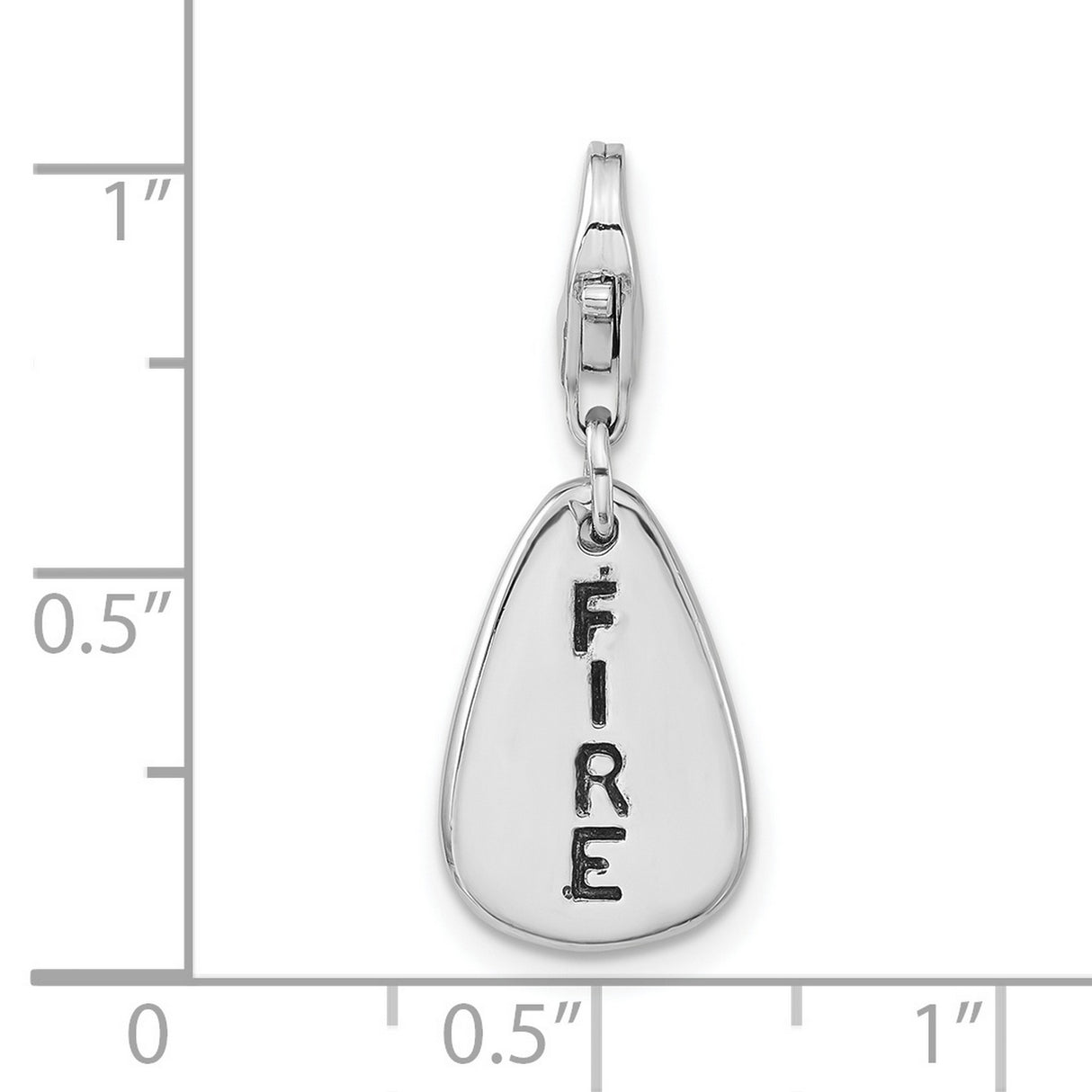 Fire Symbol Earth Clip-On Charm Pendant in Real 925 Sterling Silver