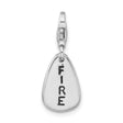 Fire Symbol Earth Clip-On Charm Pendant in Real 925 Sterling Silver