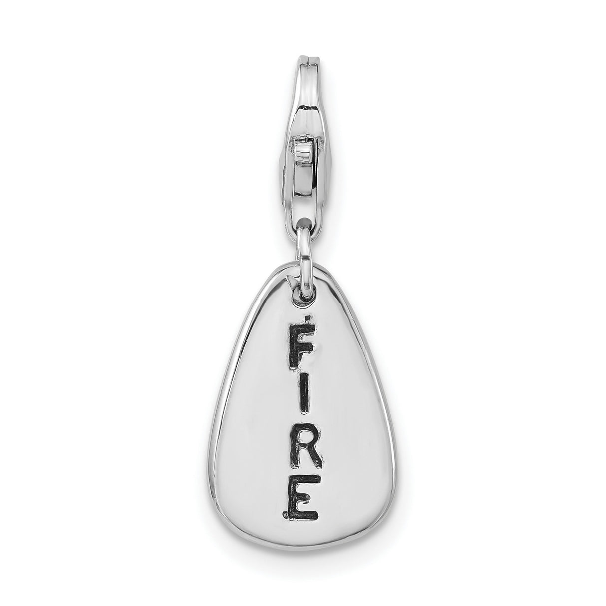 Fire Symbol Earth Clip-On Charm Pendant in Real 925 Sterling Silver
