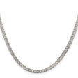 925 White Gold 3.8 mm Curb Chain Necklace, Polished