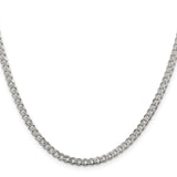 925 White Gold 3.8 mm Curb Chain Necklace, Polished