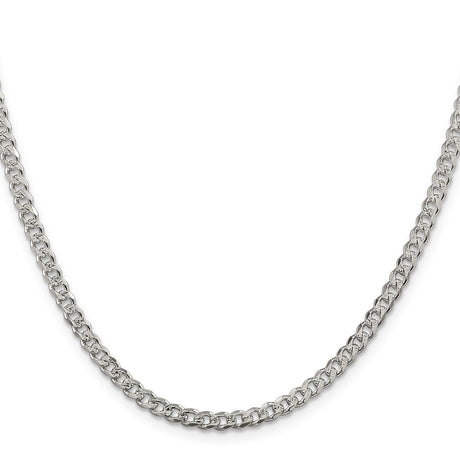925 White Gold 3.8 mm Curb Chain Necklace, Polished