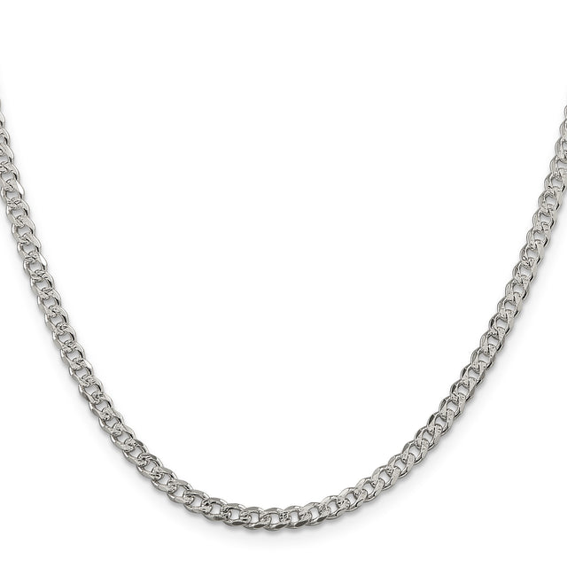 925 White Gold 3.8 mm Curb Chain Necklace, Polished