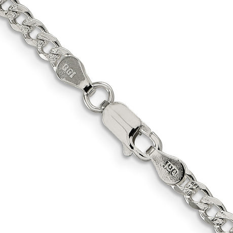 925 White Gold 3.8 mm Curb Chain Necklace, Polished alternate angle