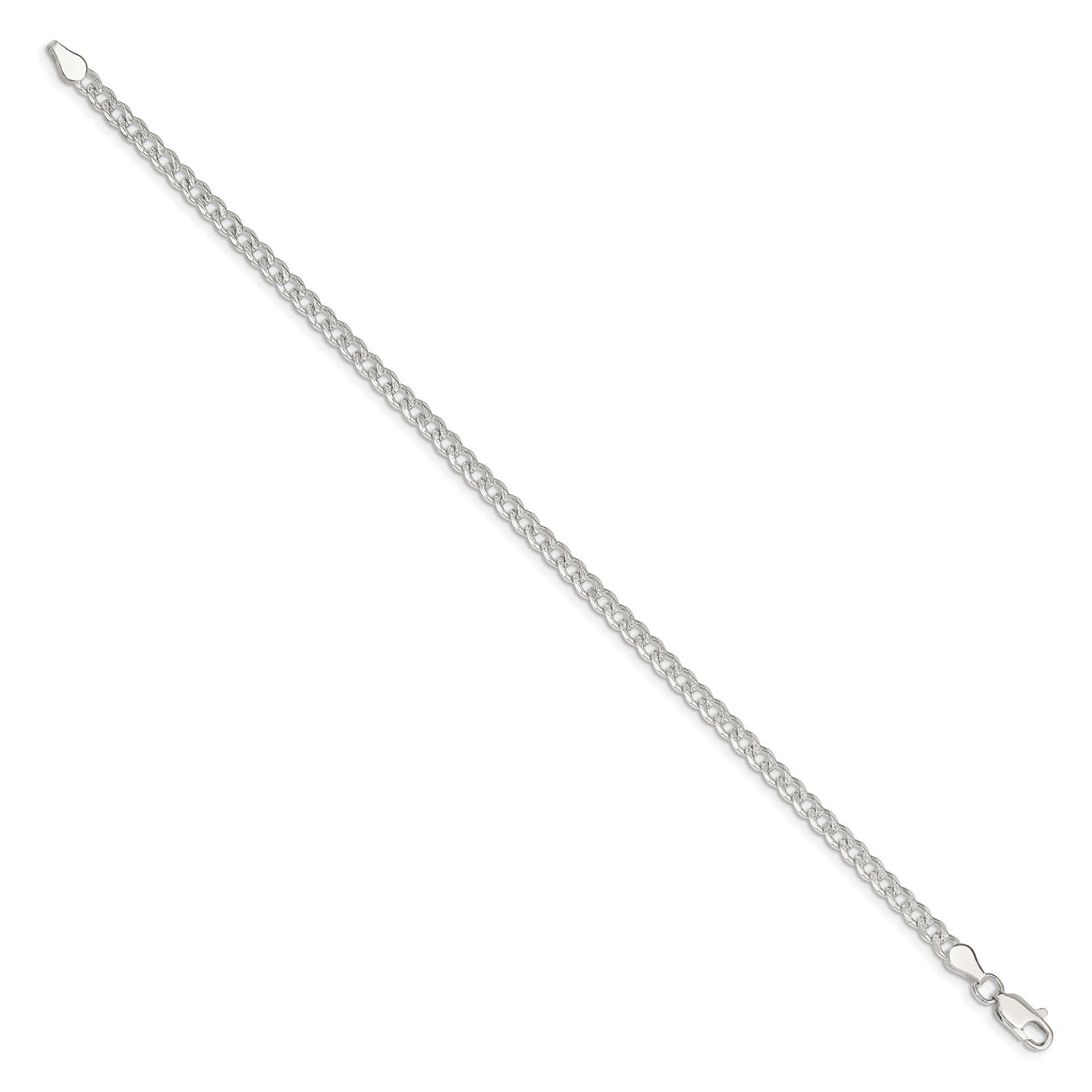 925 White Gold 3.8 mm Curb Chain Bracelet, Polished