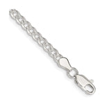 925 White Gold 3.8 mm Curb Chain Bracelet, Polished shown for scale