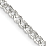 925 White Gold 3.8 mm Curb Chain Necklace, Polished detail view