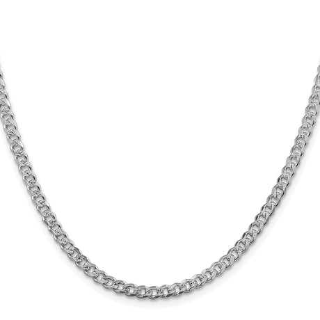 925 White Gold 3.8 mm Curb Chain Necklace, Polished
