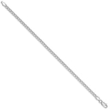 925 White Gold 3.8 mm Curb Chain Bracelet, Polished