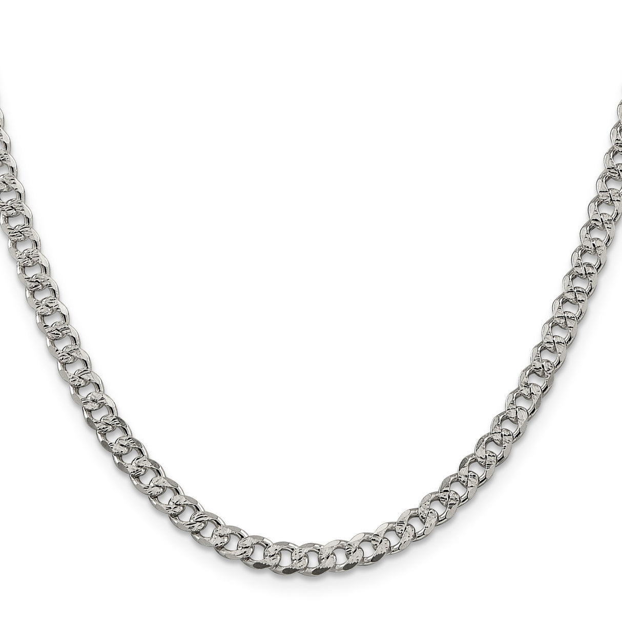 925 White Gold 4.5 mm Curb Chain Necklace, Polished