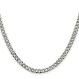 925 White Gold 4.5 mm Curb Chain Necklace, Polished