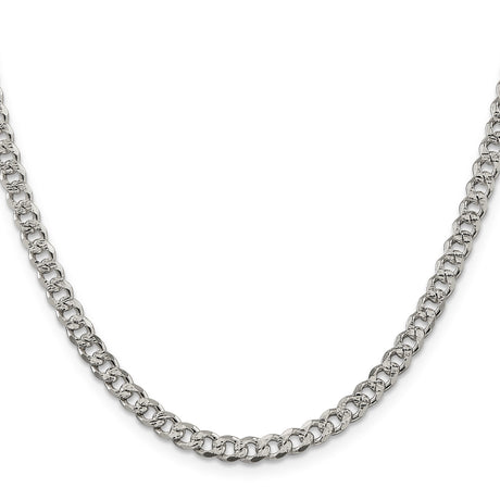 925 White Gold 4.5 mm Curb Chain Necklace, Polished