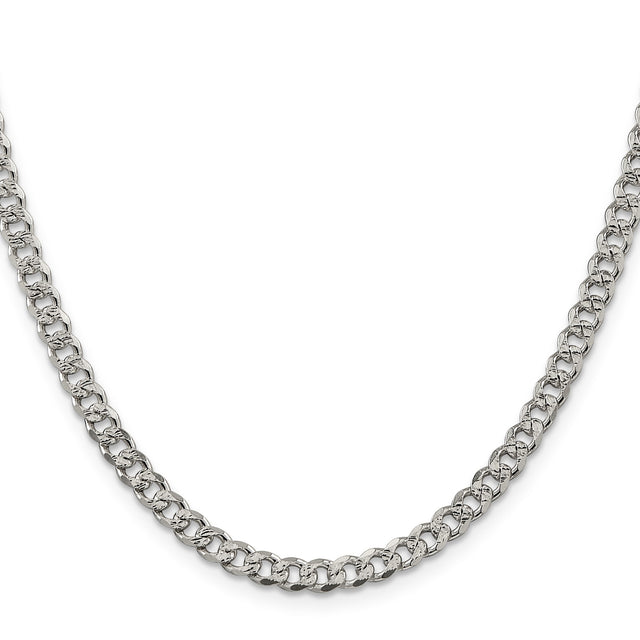 925 White Gold 4.5 mm Curb Chain Necklace, Polished