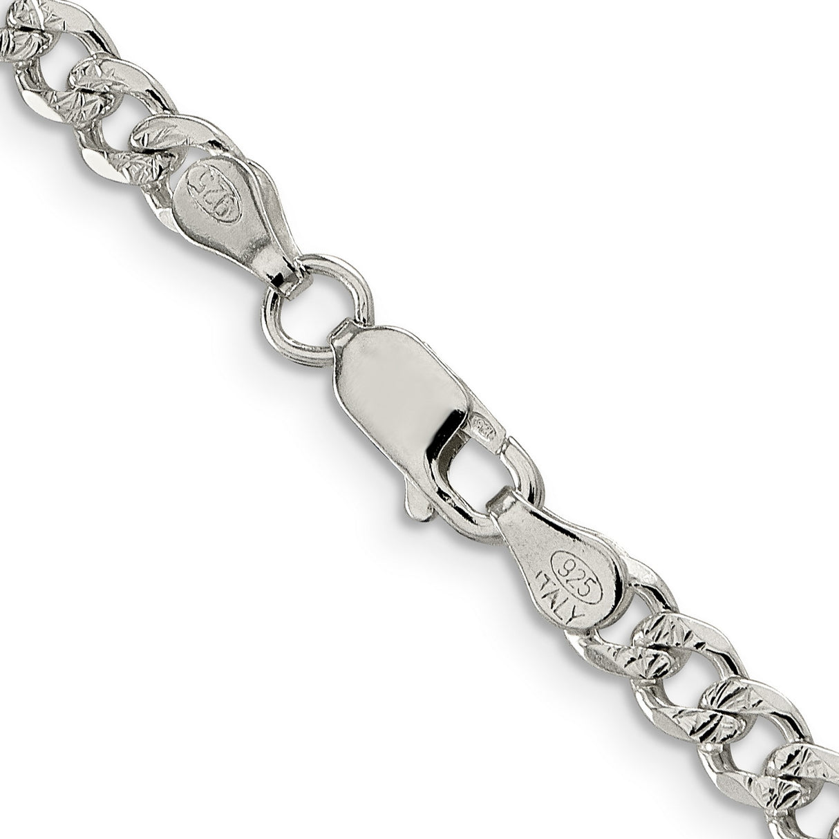 925 White Gold 4.5 mm Curb Chain Necklace, Polished alternate angle