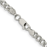 925 White Gold 4.5 mm Curb Chain Necklace, Polished alternate angle