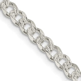 925 White Gold 4.5 mm Curb Chain Necklace, Polished detail view