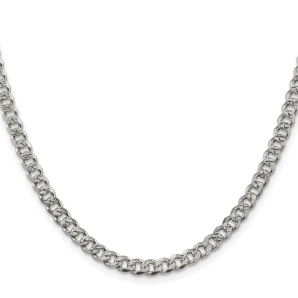 925 White Gold 4.5 mm Curb Chain Necklace, Polished