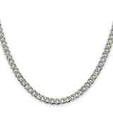 925 White Gold 4.5 mm Curb Chain Necklace, Polished