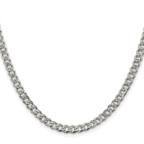 925 White Gold 4.5 mm Curb Chain Necklace, Polished