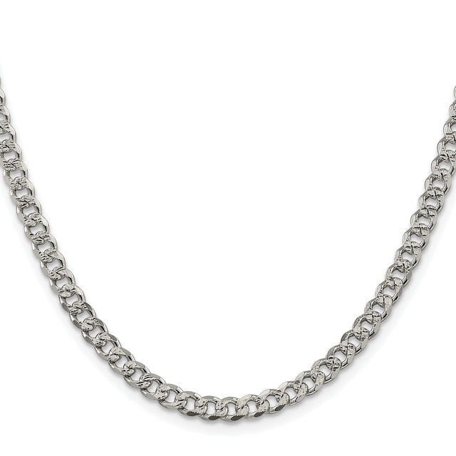 925 White Gold 4.5 mm Curb Chain Necklace, Polished