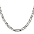 925 White Gold 5.5 mm Curb Chain Necklace, Polished