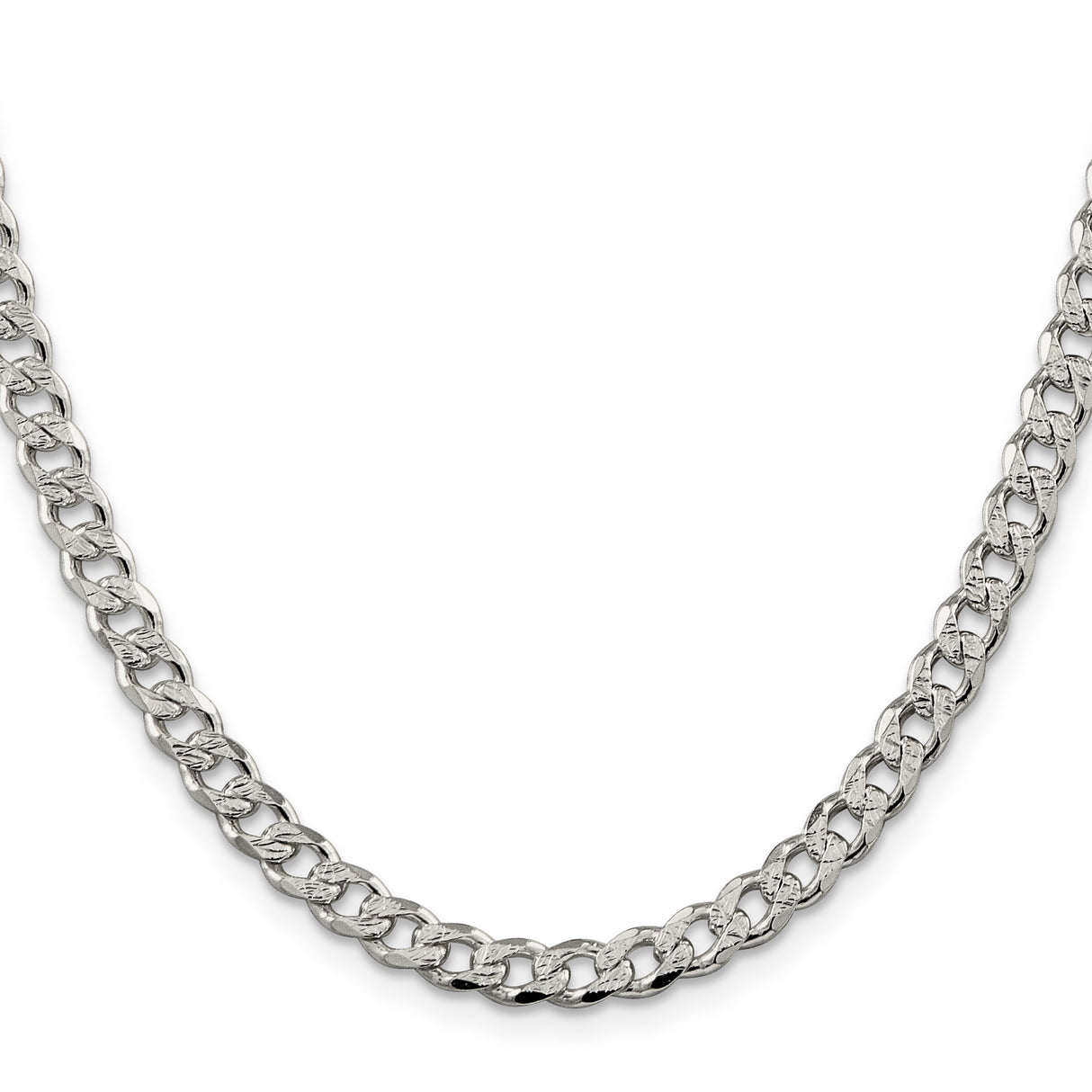 925 White Gold 5.5 mm Curb Chain Necklace, Polished