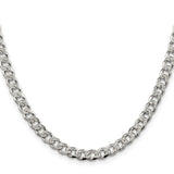 925 White Gold 5.5 mm Curb Chain Necklace, Polished