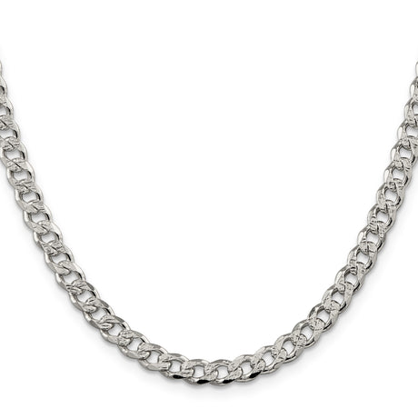 925 White Gold 5.5 mm Curb Chain Necklace, Polished